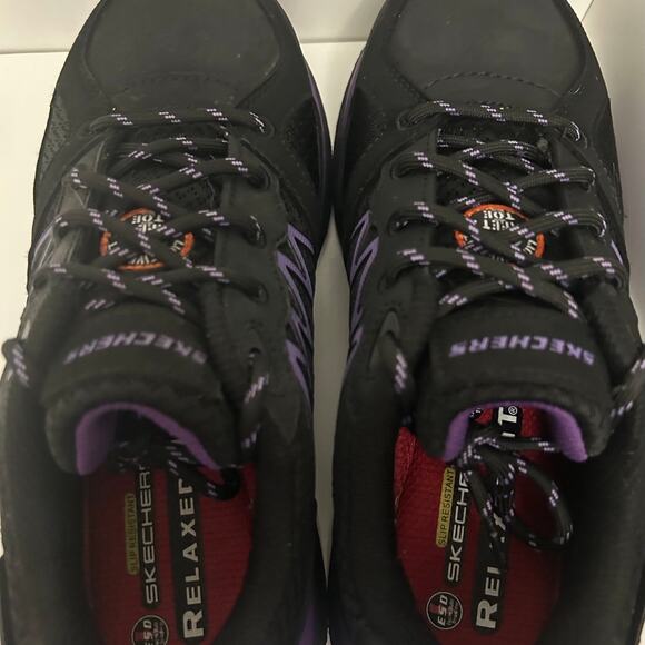 Women's Black/Purple Skecher Lightweight Safety toe Shoe 7 - Picture 5 of 9